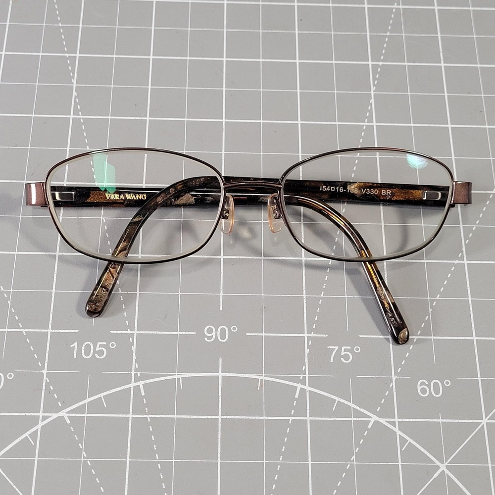 Vera Wang Eyeglass Frames V330 BR 54-16-138 Brown Tortoise Oval Full Rim Womens‎